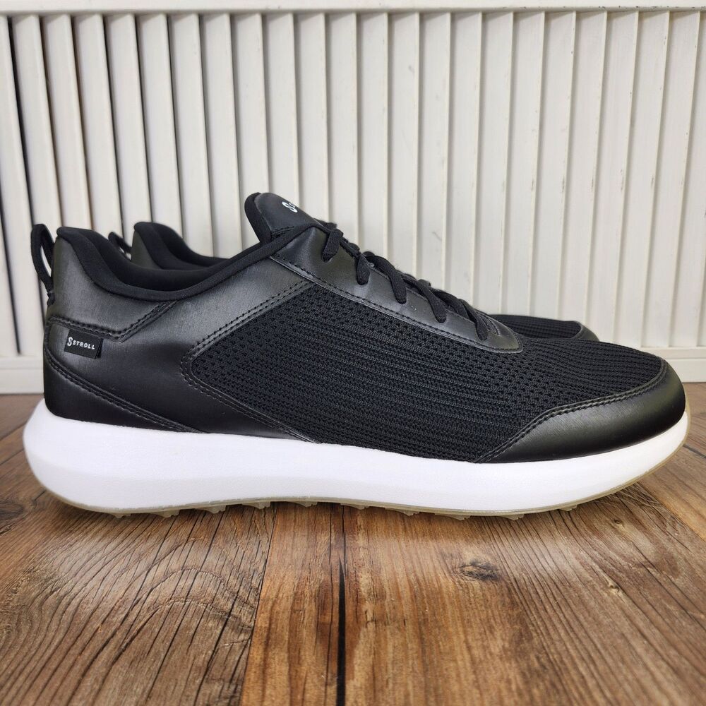 Stroll Performance Knit Golf Shoes Mens 13 Black White Spikeless Lace Up Sneaker